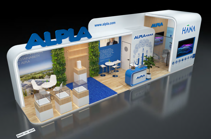 Rendering of our booth 3C26 at the beautyworld middle east in Dubai