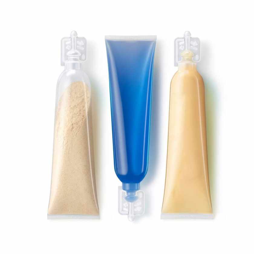 Group shot of the filled tether tube, manufactured by ALPLA